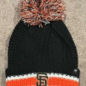 47 Brand MLB Black and Orange San Francisco Giants Pom-Pom Beanie